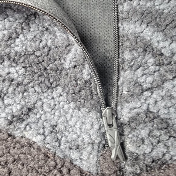 Reebok Core 10 Hoodie drop shoulder dolman half zip pockets sherpa grey blk 2XL - Picture 6 of 16